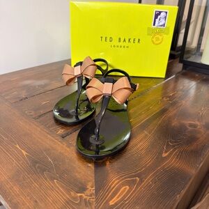 Ted Baker Black Sandals with Tan Bow